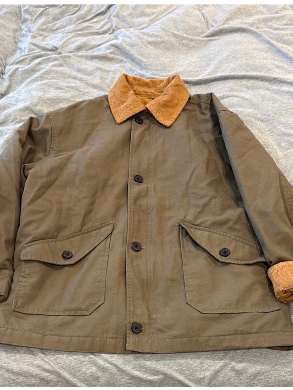 Men's Brown Workwear Jacket with Tan Corduroy Collar - Picture 1 of 8